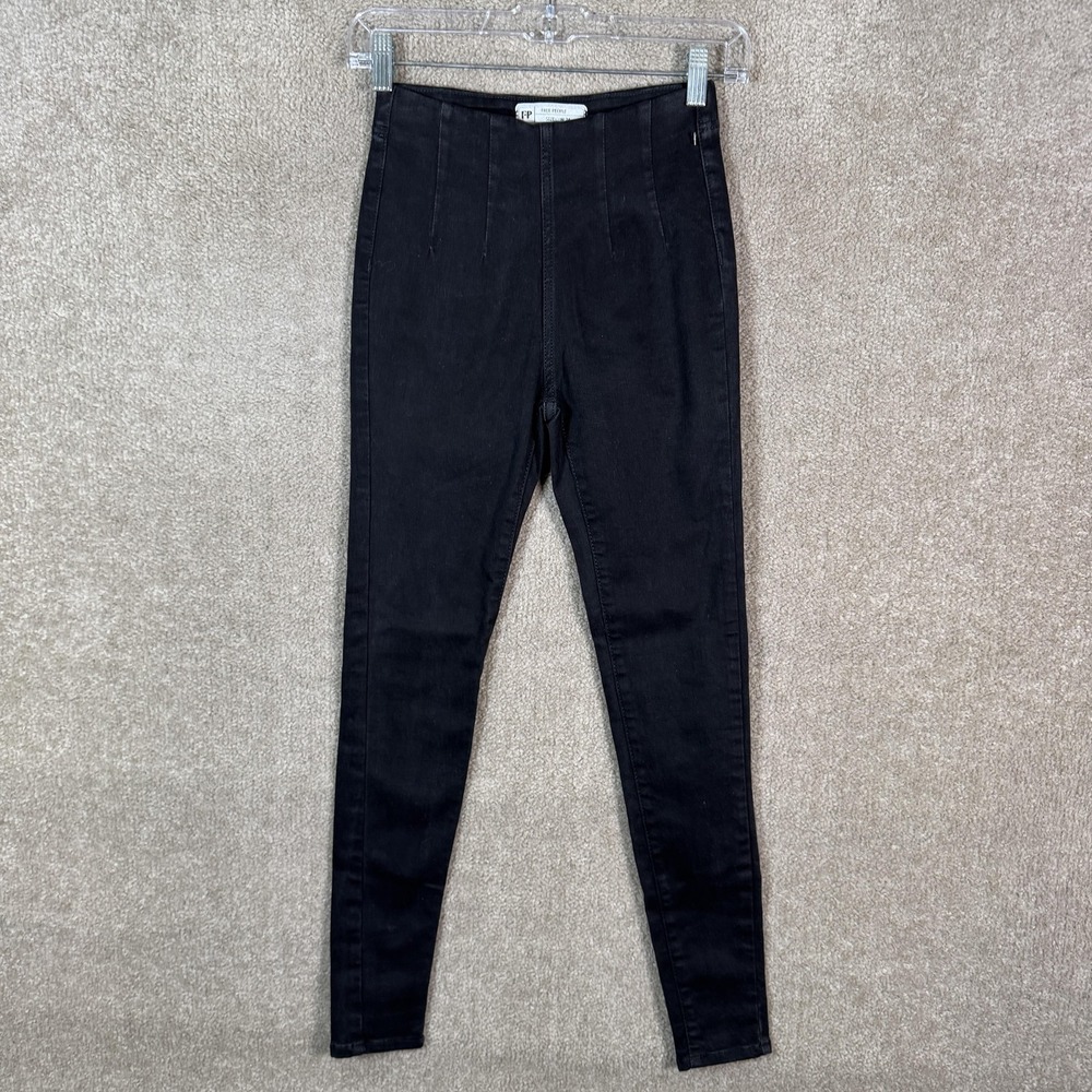 Free People Jeans Womens 24 Black High Rise Jegging Skinny Stretch Pants Denim